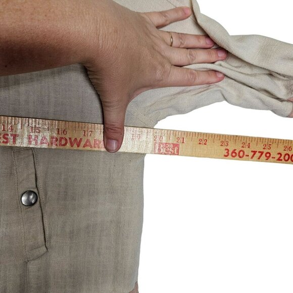 Blu Pepper anthropologie Two-Tone Linen-Blend Jacket With Drawstring Waist Sz‎ L - Picture 12 of 14